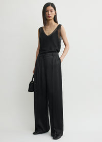 Wide satin trousers black