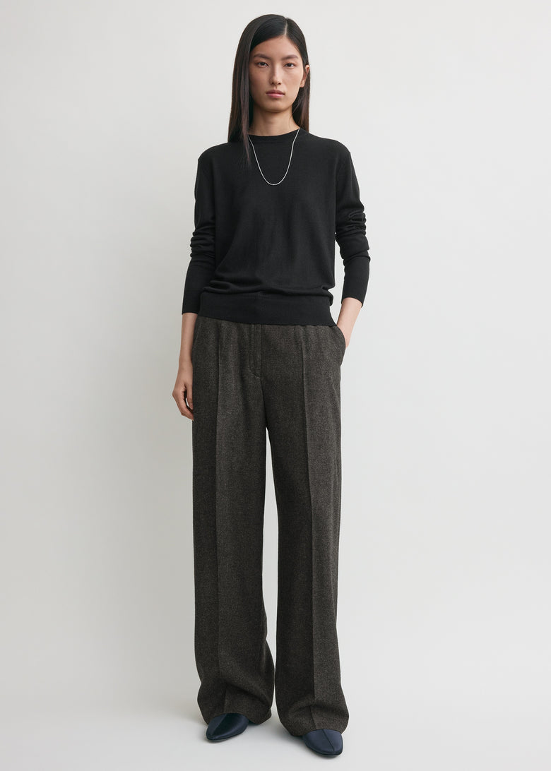 Wide flannel trousers charcoal petite