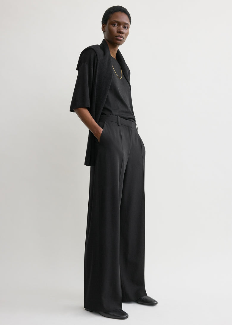 Wide fluid trousers black petite