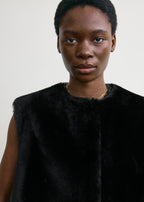 Plush shearling vest black