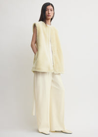 Plush shearling vest ecru