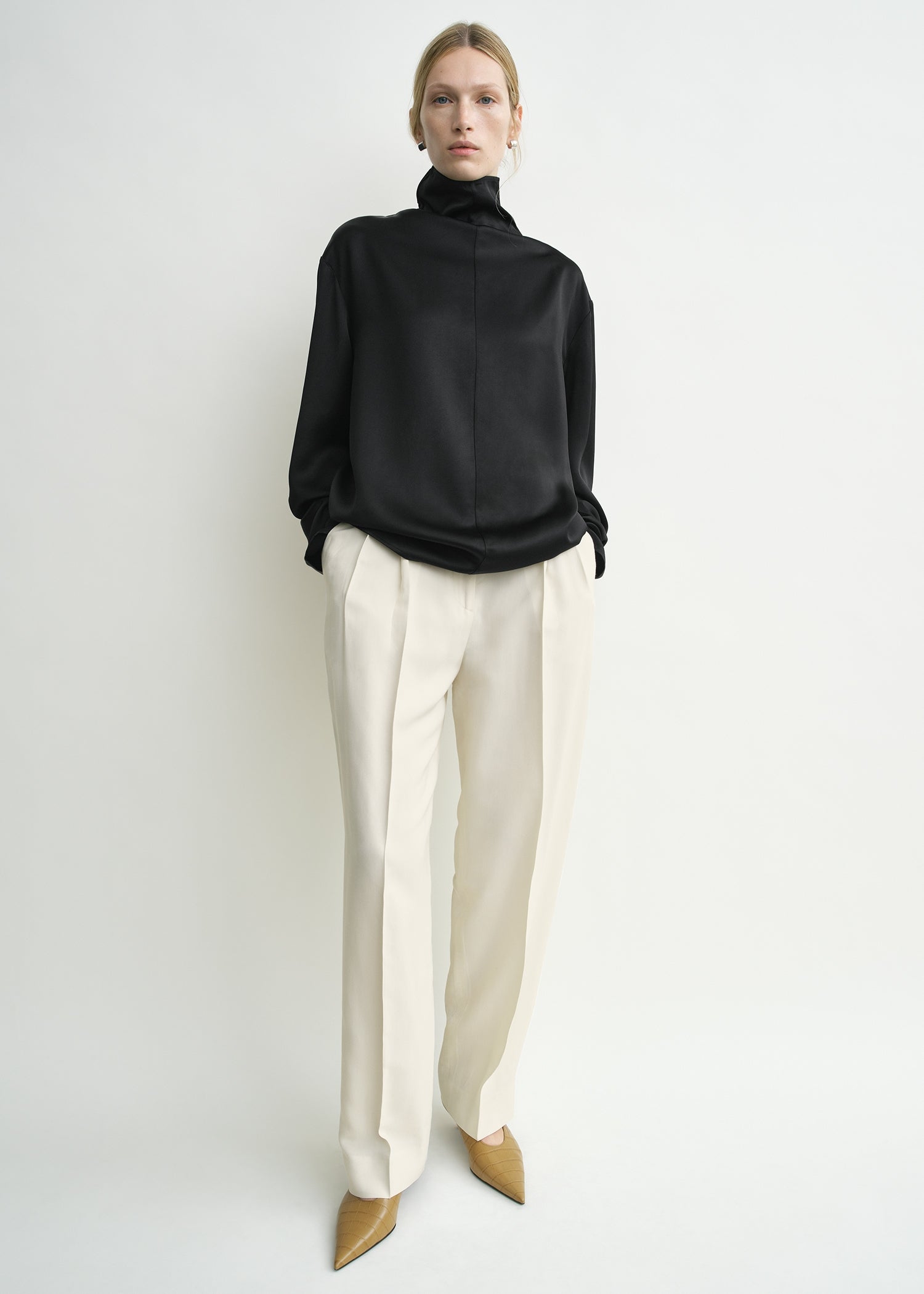 Slouch-neck blouse black