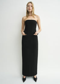 Strapless pocket dress black