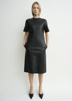 Leather tee dress black