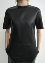 Leather tee dress black