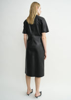 Leather tee dress black