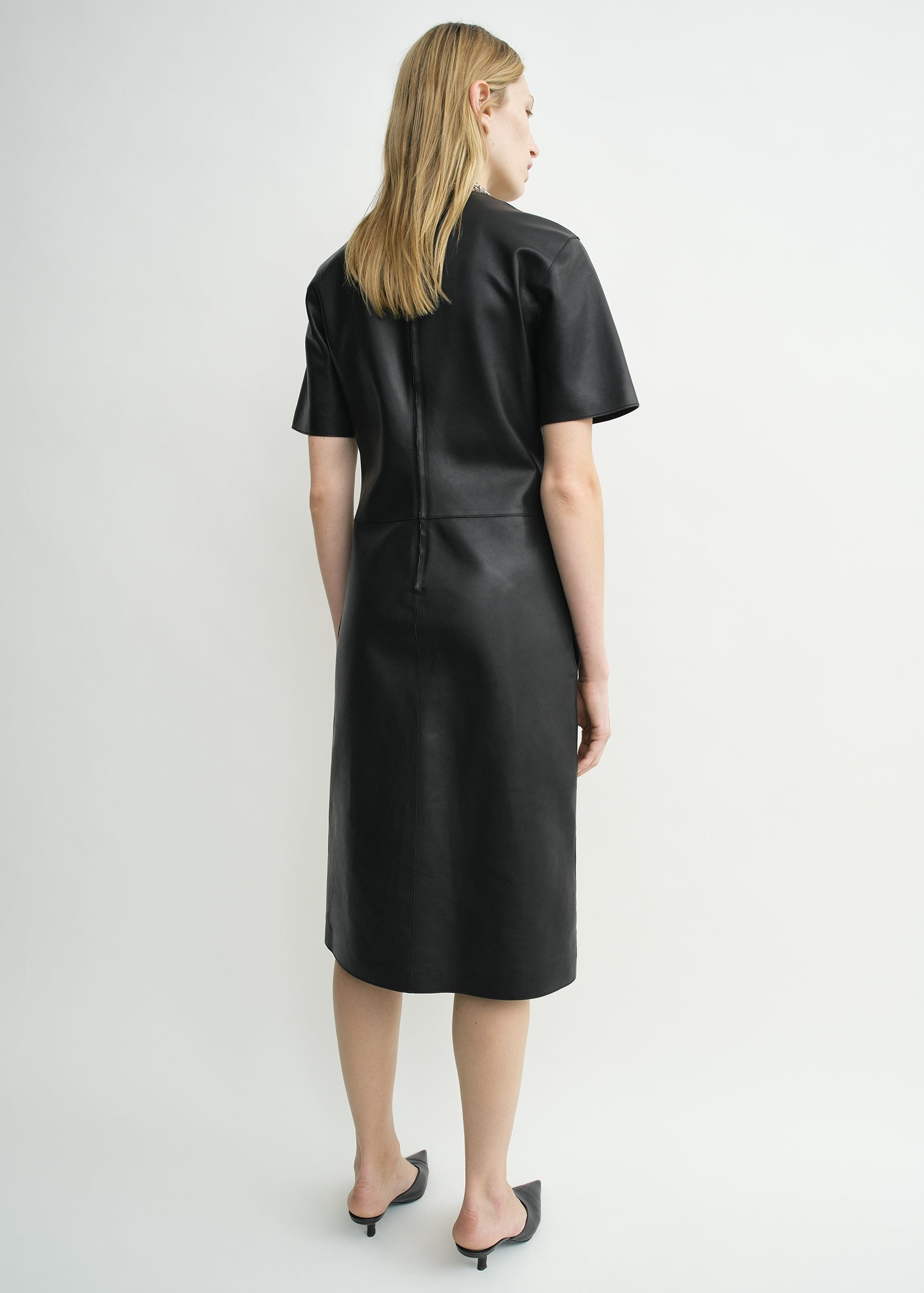 Leather tee dress black