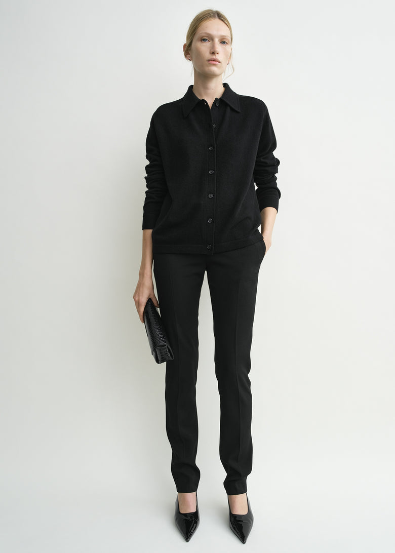 Raglan-sleeve cashmere cardigan black