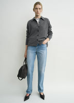Raglan-sleeve cashmere cardigan dark grey