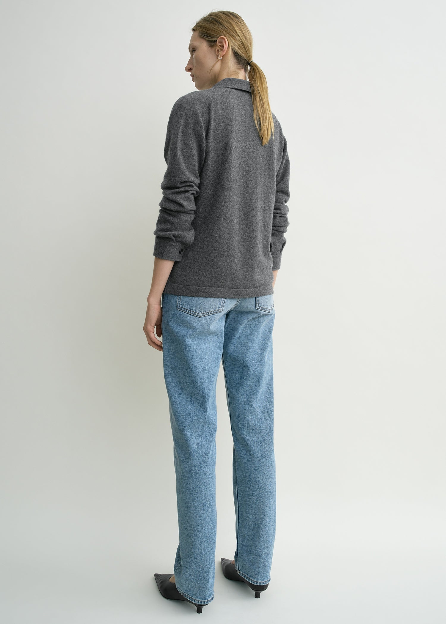 Raglan-sleeve cashmere cardigan dark grey