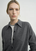 Raglan-sleeve cashmere cardigan dark grey