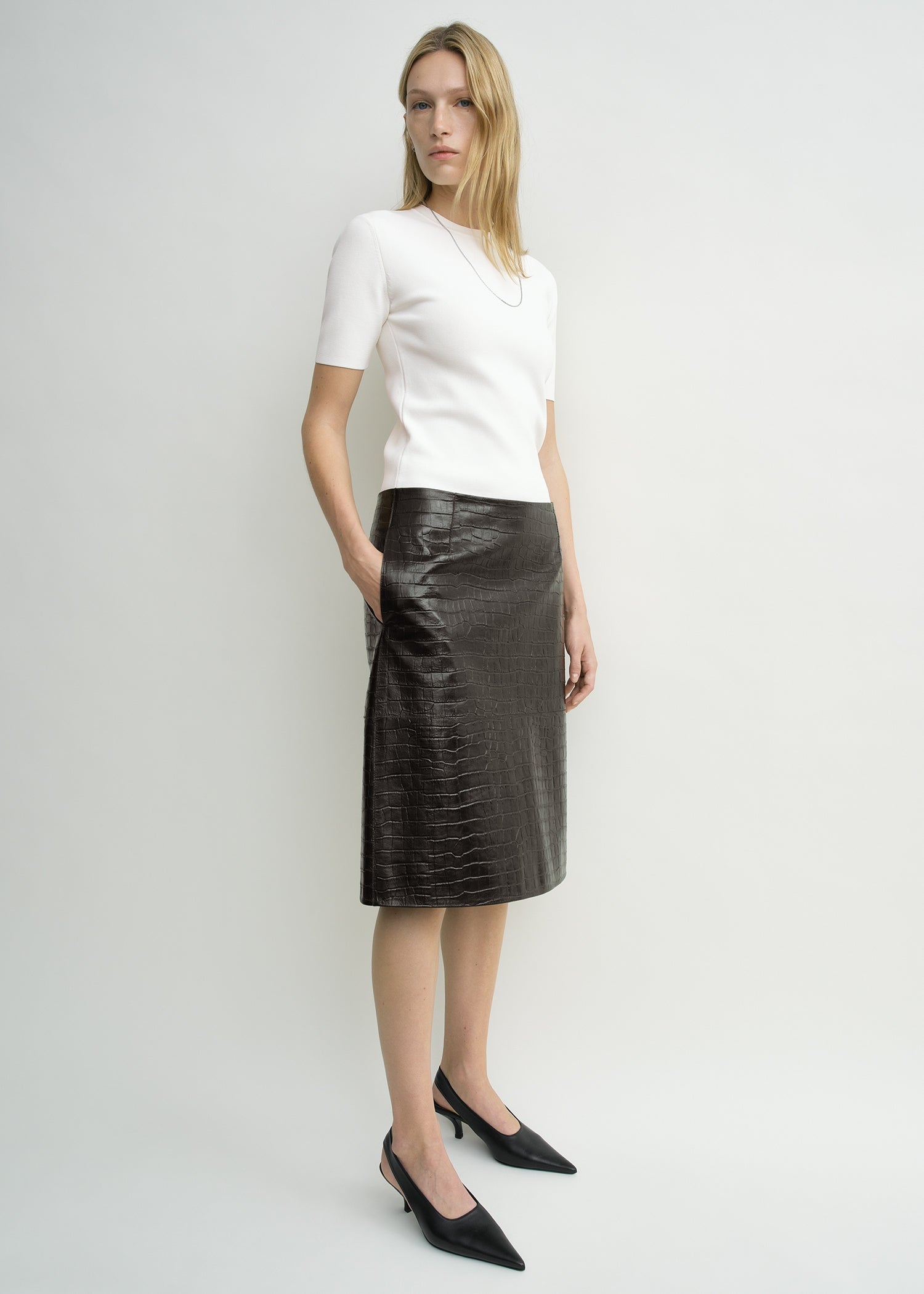 Compact knit tee optic white