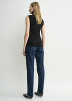 Sleeveless fine turtleneck black