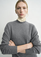 Classic cashmere crew knit mid grey