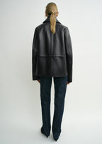 Grained leather jacket black