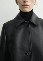 Grained leather jacket black