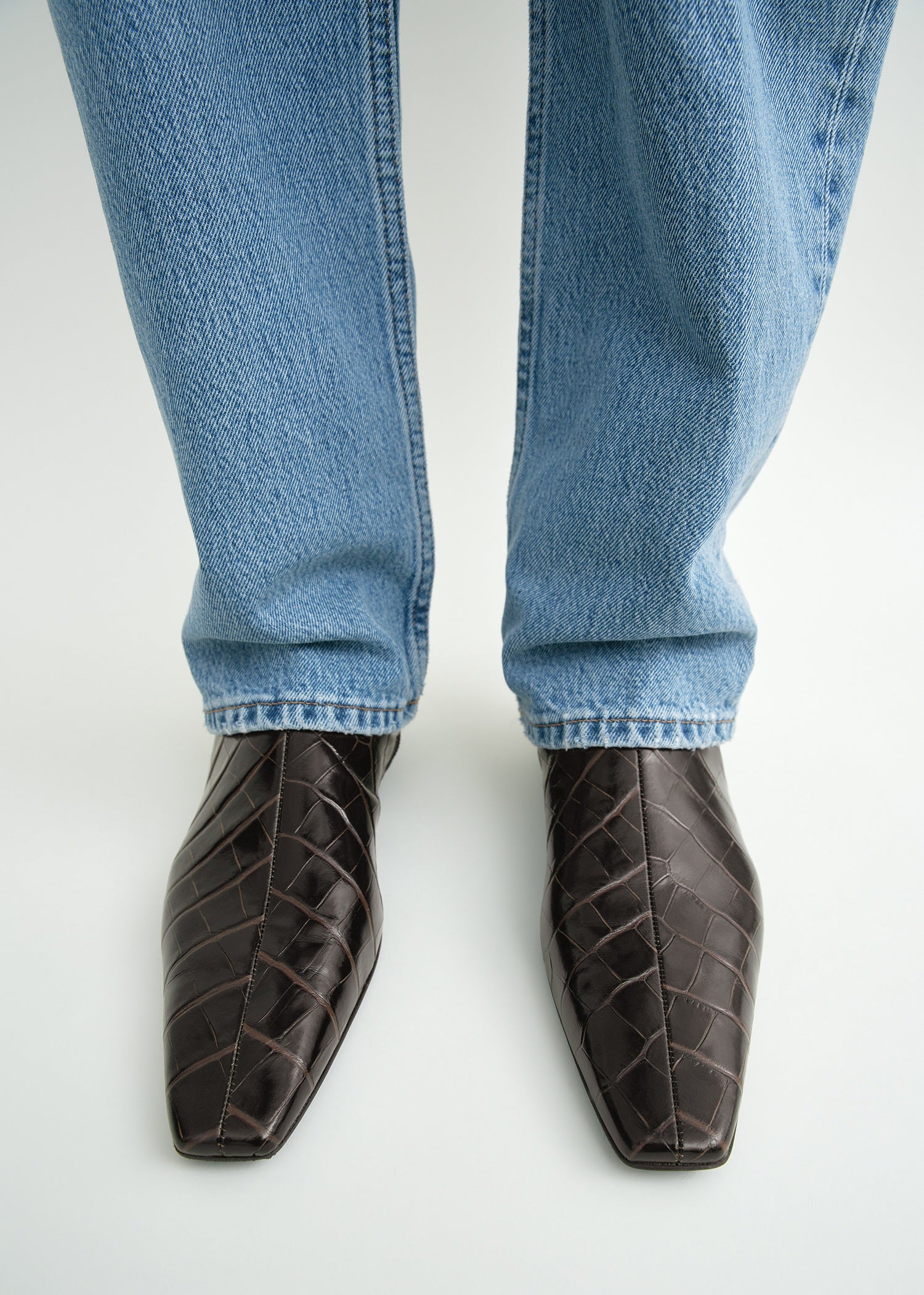 Zipped croco-embossed chelsea boots dark brown