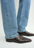 Zipped croco-embossed chelsea boots dark brown