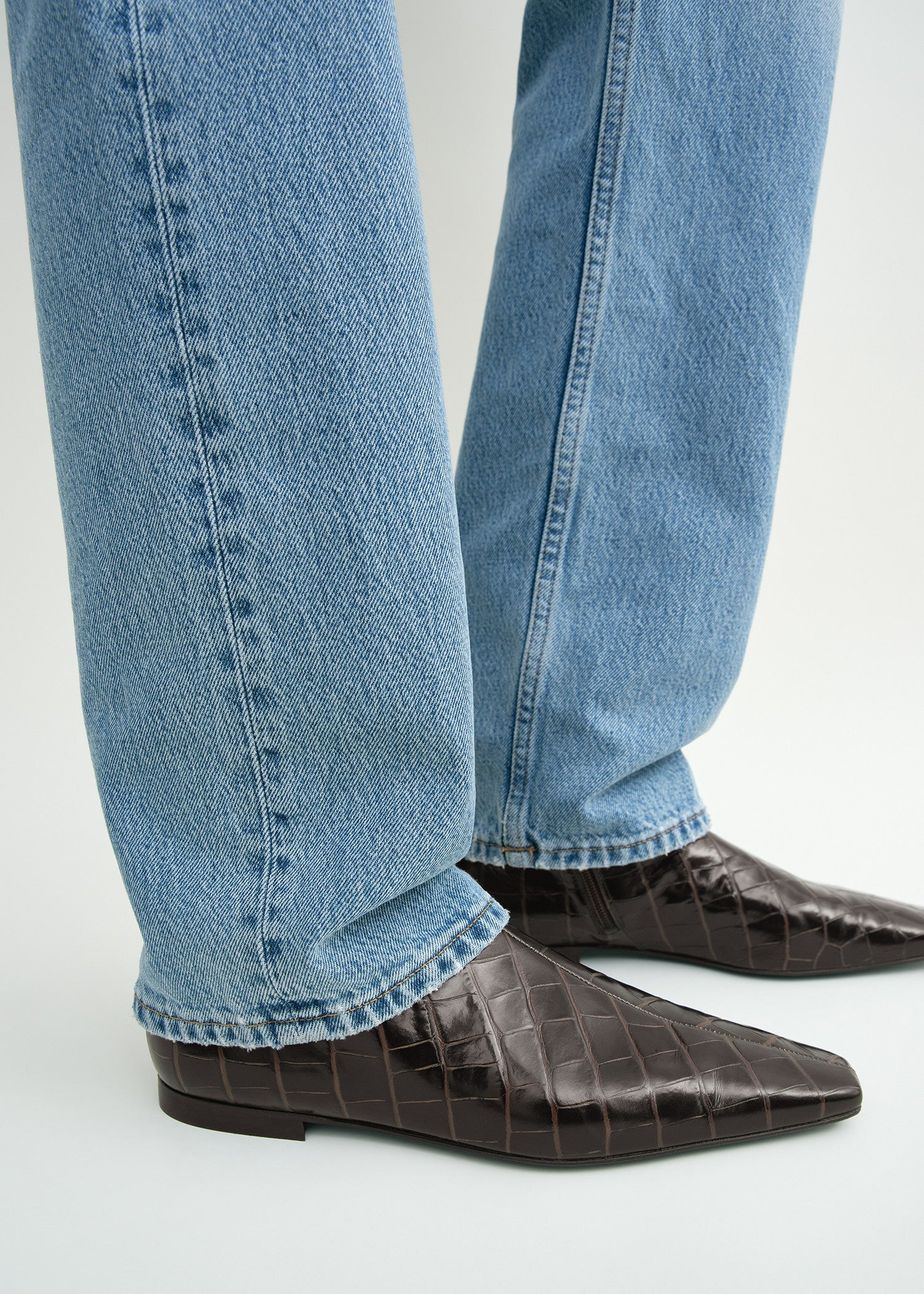 Zipped croco-embossed chelsea boots dark brown