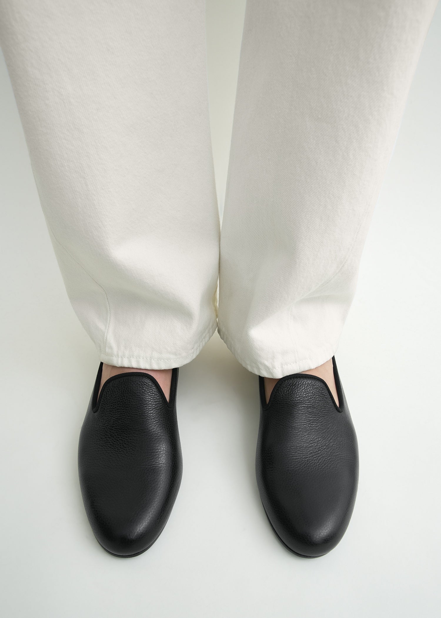 Grained-leather loafers black