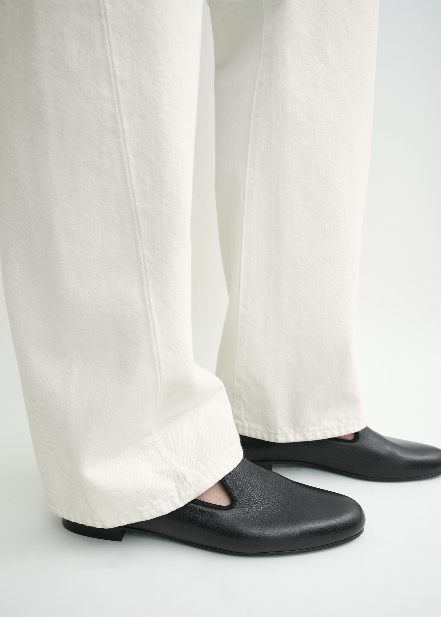 Grained-leather loafers black