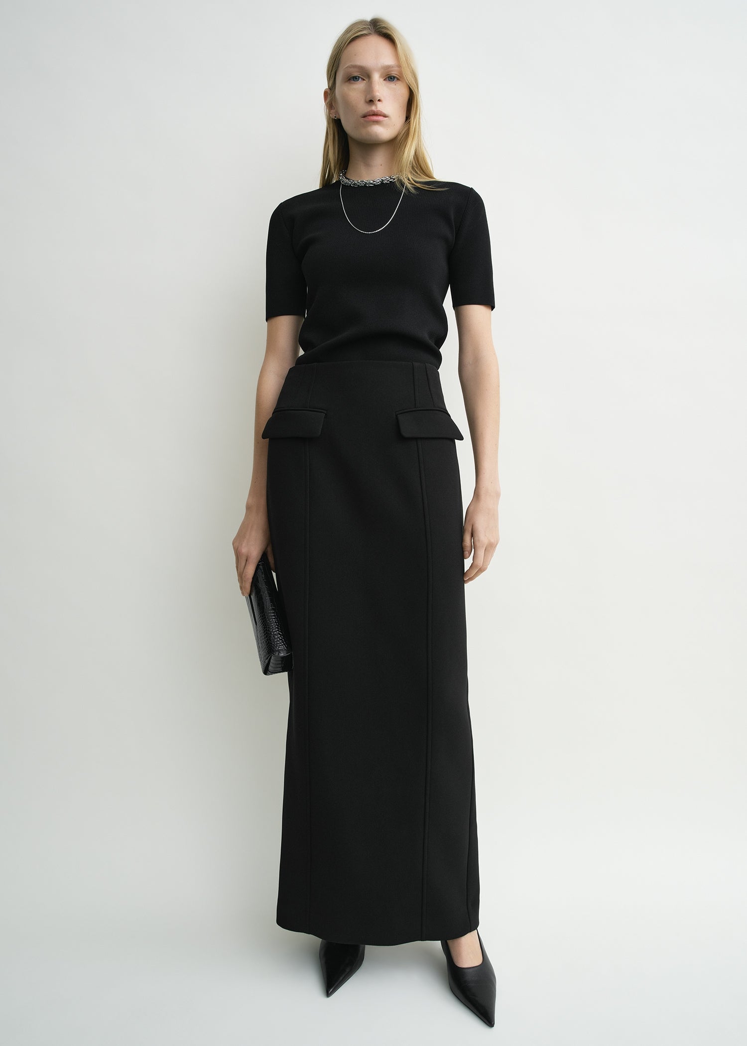 Pocket suit skirt black