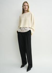Cropped sablé blouse macadamia