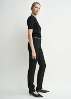 Low-waist slim evening trousers black