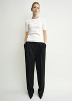 Double-pleat tailored trousers black