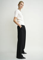 Double-pleat tailored trousers black petite