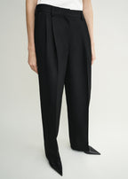 Double-pleat tailored trousers black petite