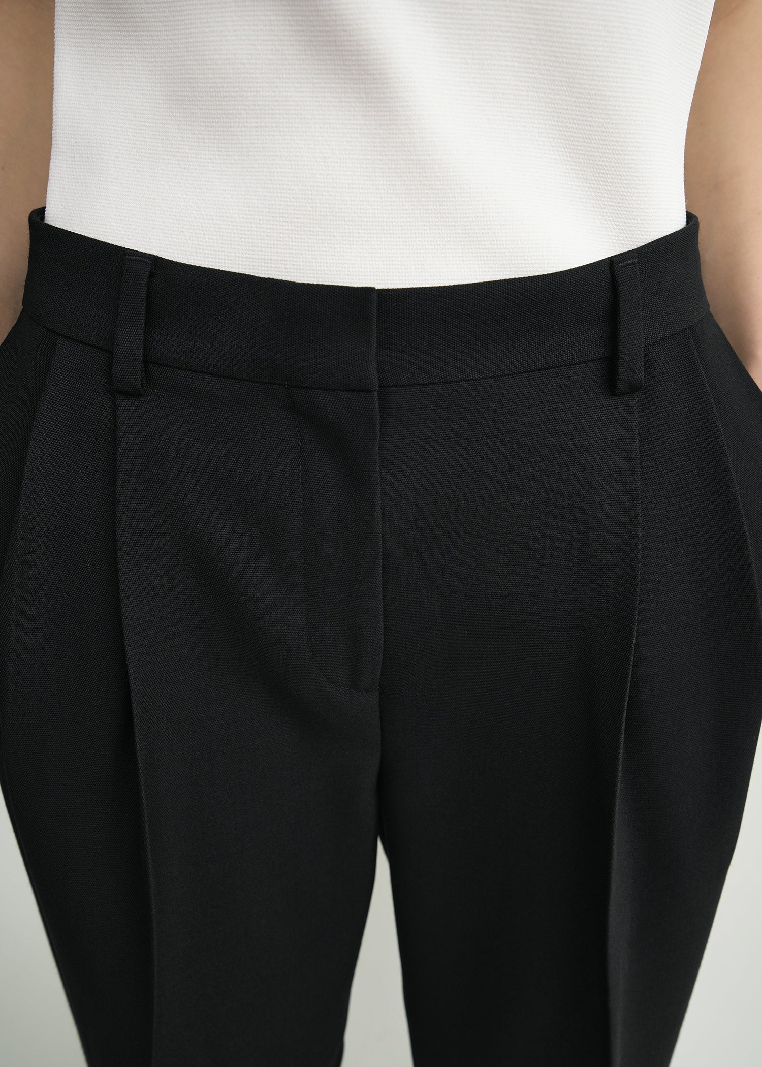 Double-pleat tailored trousers black