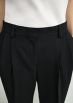 Double-pleat tailored trousers black petite