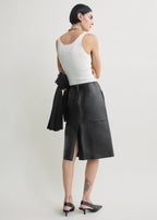 Paneled leather skirt black