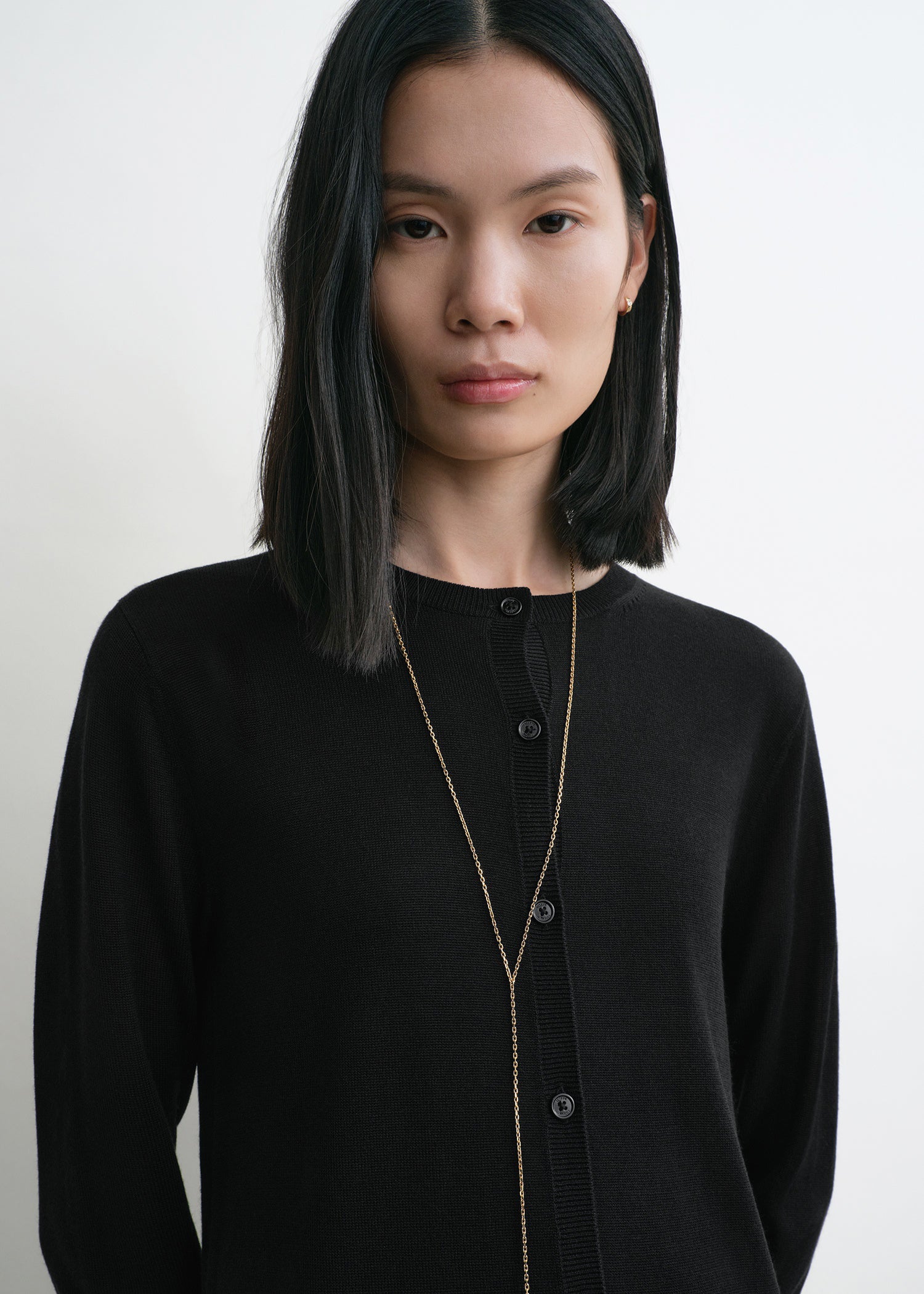 Fine knit cardigan black – TOTEME - Main Image