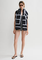 Monogram jacquard beach towel navy