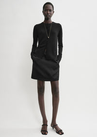 Contrast satin mini skirt black