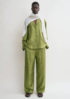 Monogram silk pj top laurel