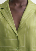 Monogram silk pj top laurel