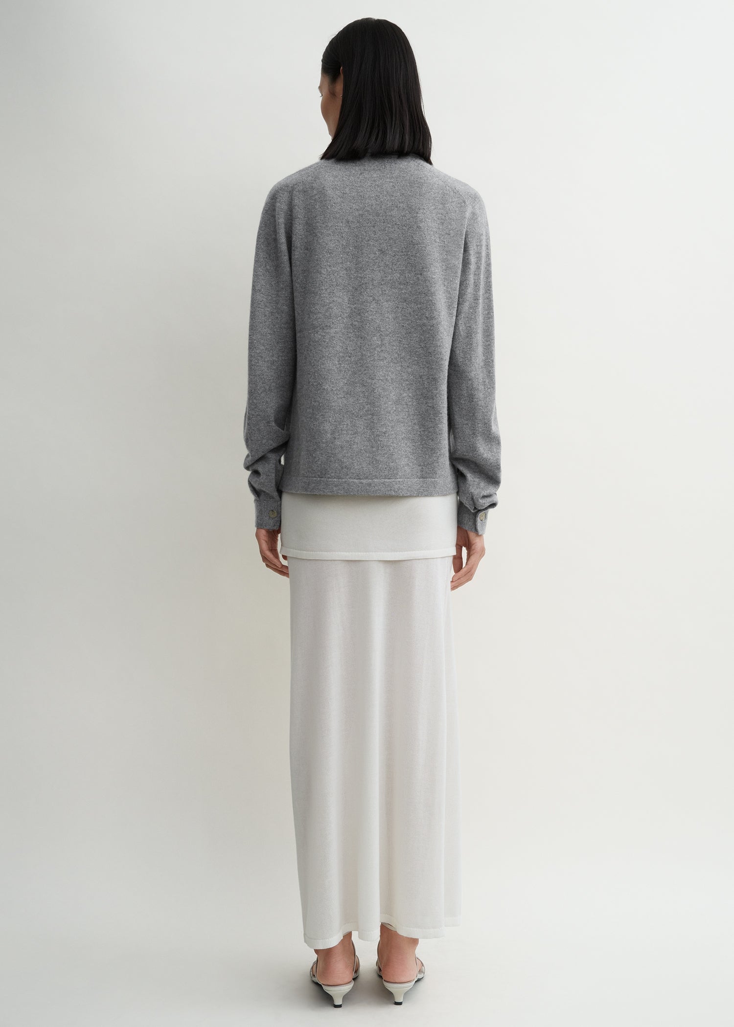 Raglan-sleeve cashmere cardigan grey melange