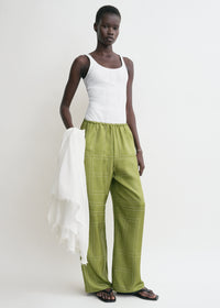 Monogram silk pj bottoms laurel