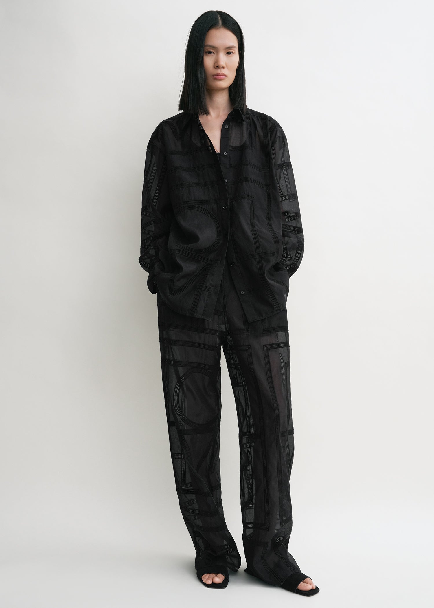 Classic crochet shirt black