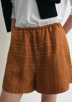 Monogram silk pj shorts terracotta
