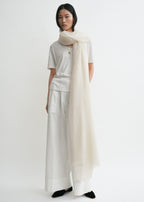 Light wool blanket scarf off-white