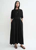 Cotton silk tee dress black