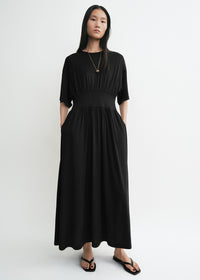Cotton silk tee dress black