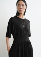 Cotton silk tee dress black