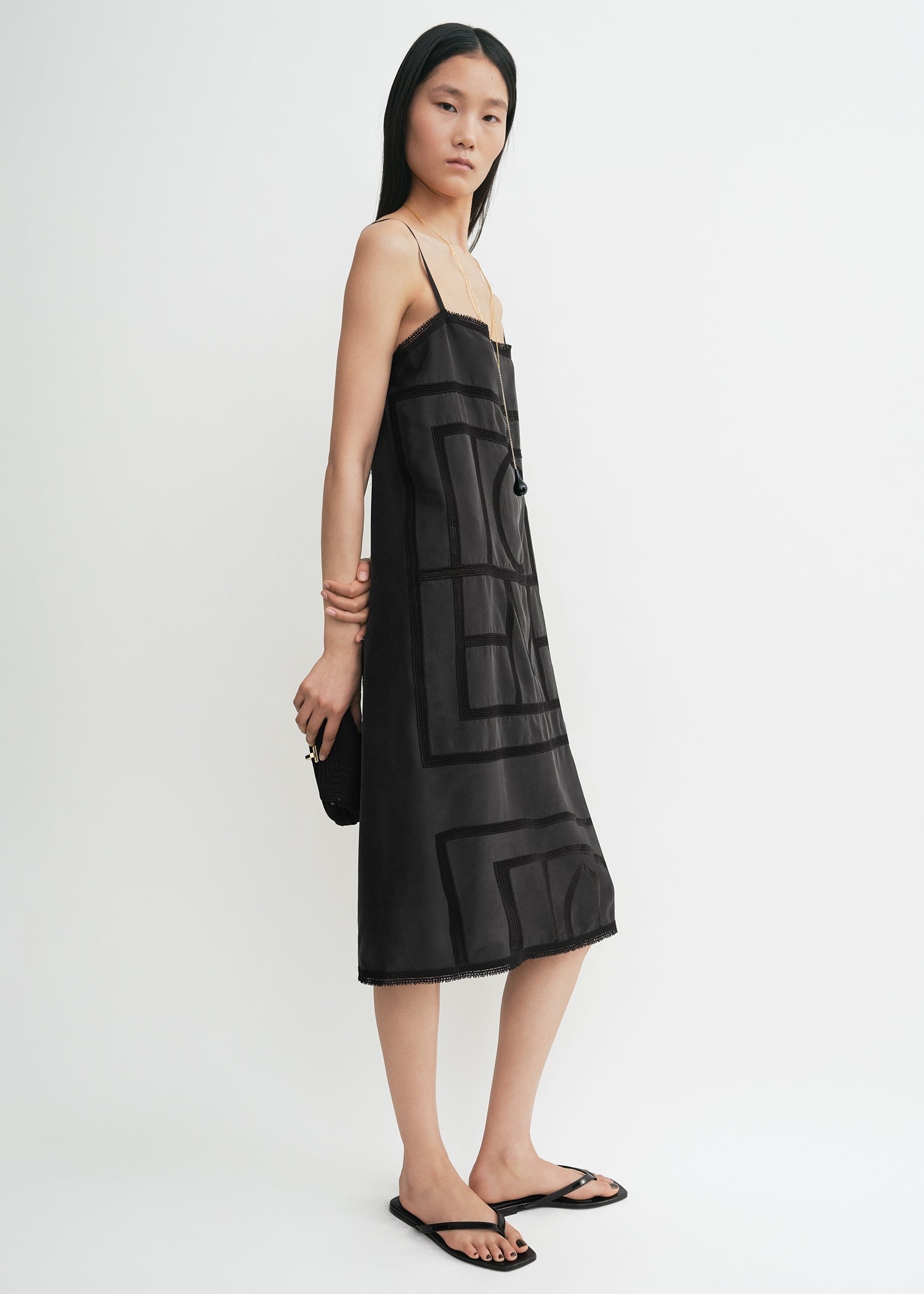 Monogram silk dress washed black