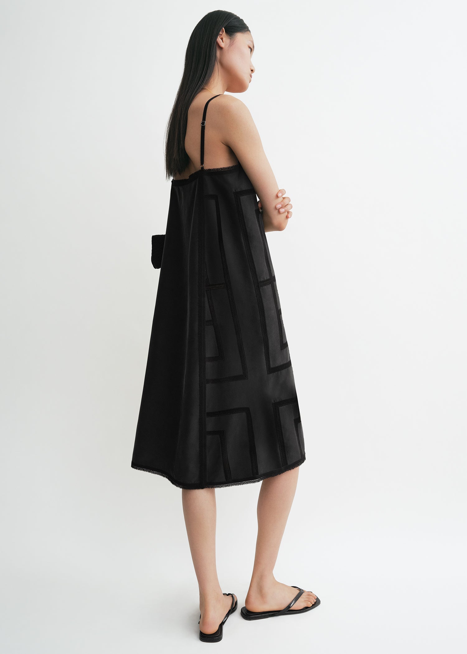 Monogram silk dress washed black