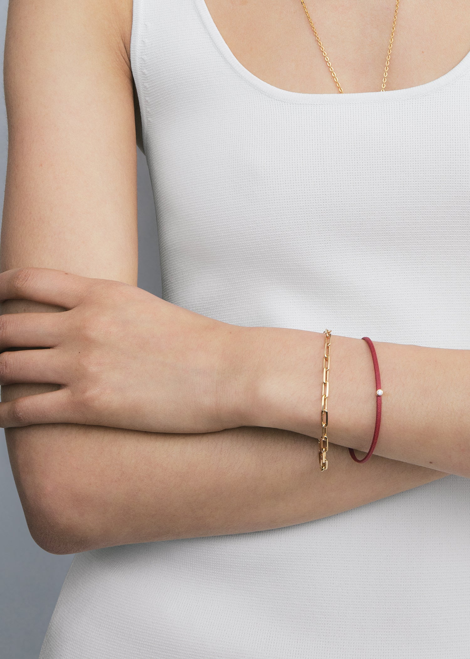 Mini diamond bracelet red/gold
